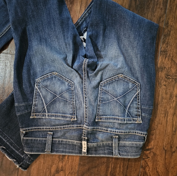 Ariat Women's Dark Blue Distressed Boot Cut Jeans - Picture 2 of 3